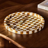 Argos Habitat Checkered Resin Brown & White Round Trinket Tray 30cm- Buy online at McGrocer