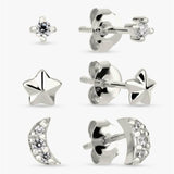 Revere sterling silver moon and star stud earrings set, UK version