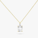 Revere gold plated pendant necklace emerald cut cubic zirconia 18in (British brand)