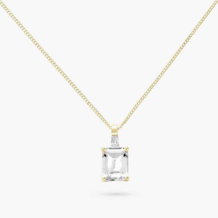 Revere gold plated pendant necklace emerald cut cubic zirconia 18in (British brand)
