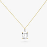 Revere gold plated pendant necklace emerald cut cubic zirconia 18in (British brand)