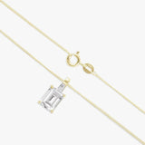 Revere gold plated pendant necklace emerald cut cubic zirconia 18in (British brand)