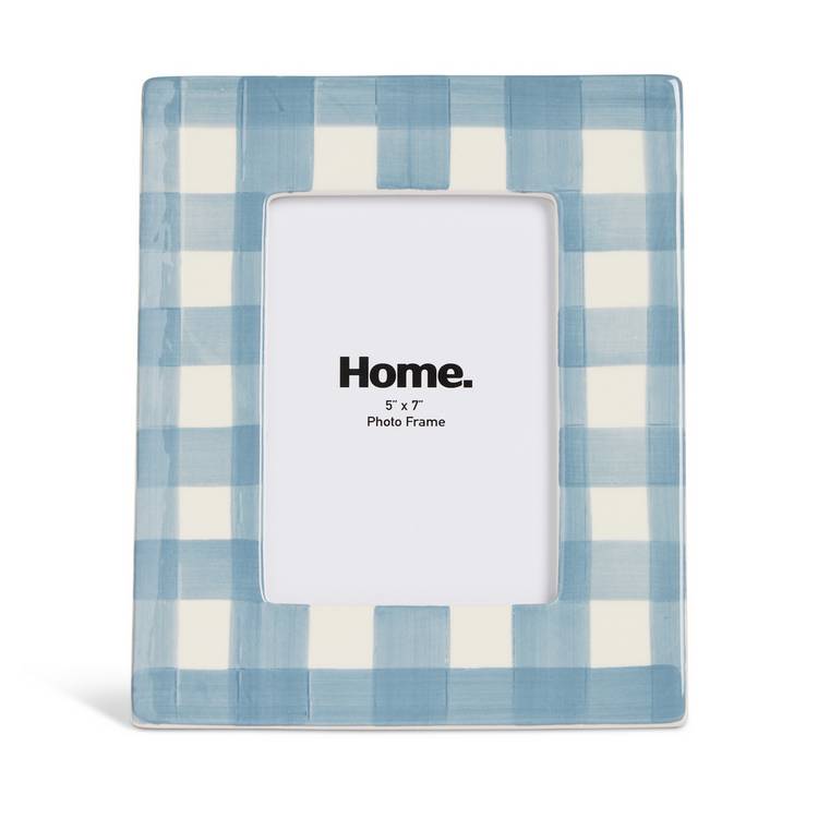 Argos Home blue gingham ceramic picture frame 5x7 inches, UK version