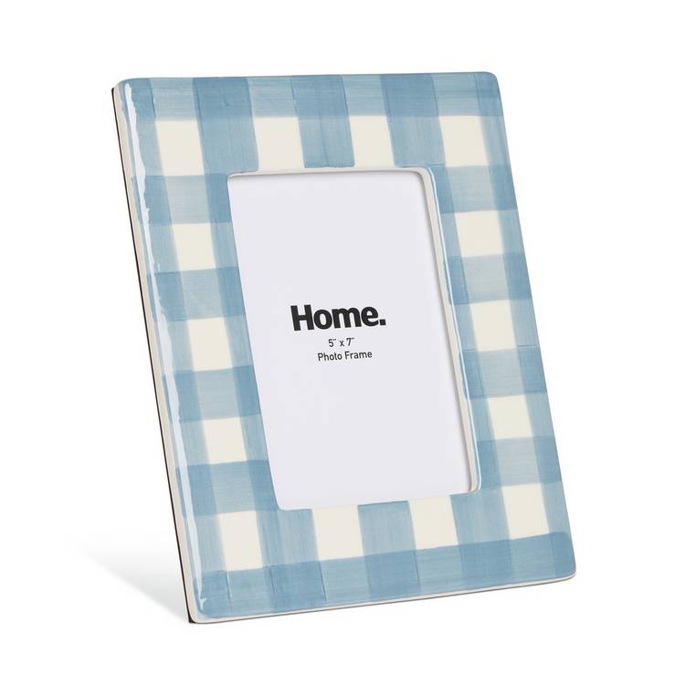 Argos Home blue gingham ceramic picture frame 5x7 inches, UK version