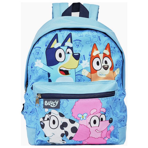 Bluey kids backpack with Bluey and Friends design in blue (British brand)