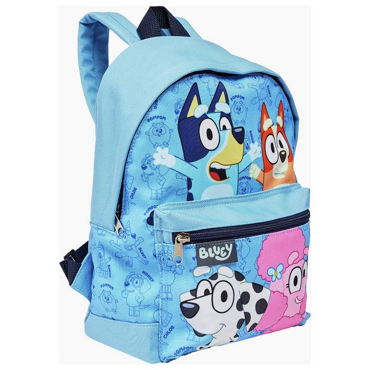 Bluey kids backpack with Bluey and Friends design in blue (British brand)