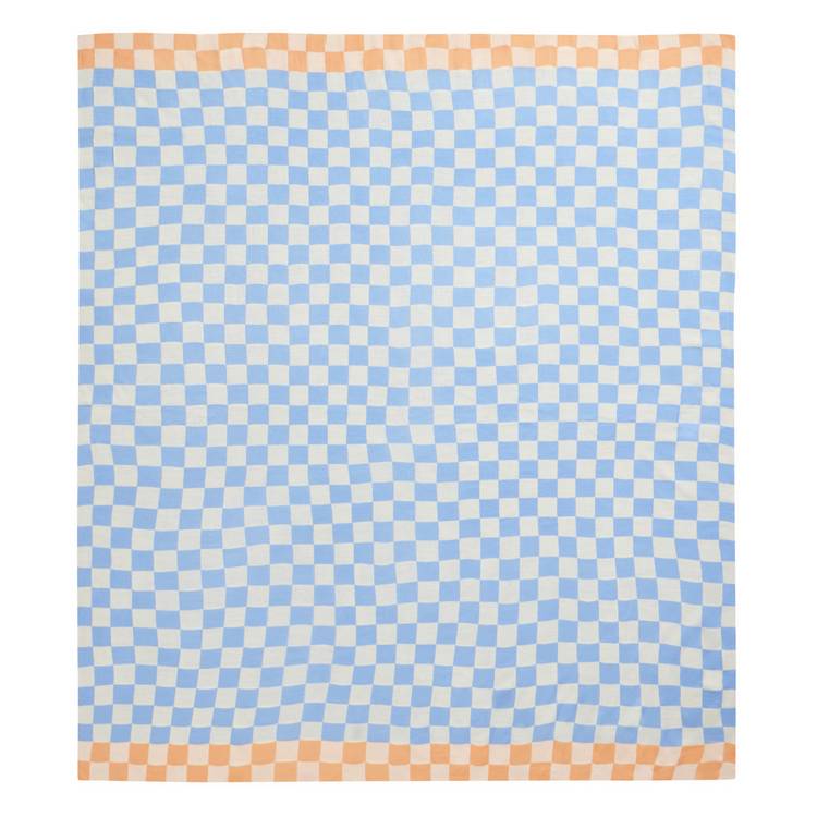 Argos Home knitted throw checkerboard blue 150x125cm - British product