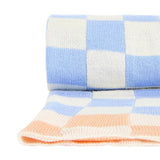 Argos Home knitted throw checkerboard blue 150x125cm - British product