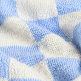Argos Home knitted throw checkerboard blue 150x125cm - British product