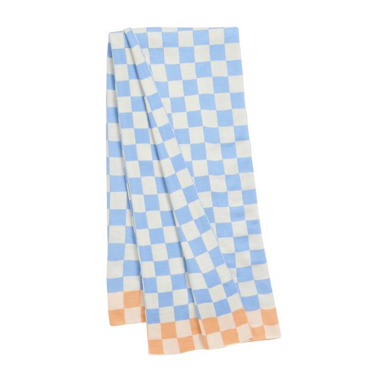 Argos Home knitted throw checkerboard blue 150x125cm - British product