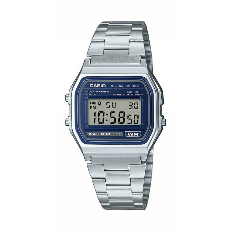 Casio digital watch blue dial stainless steel bracelet, imported from the UK