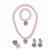Flitzy pink crystal style heart charm jewellery set, imported from the UK
