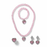 Flitzy pink crystal style heart charm jewellery set, imported from the UK