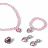 Flitzy pink crystal style heart charm jewellery set, imported from the UK