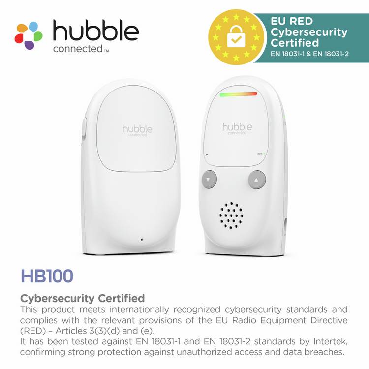 Hubble HB100 audio baby monitor with digital wireless technology, imported from the UK