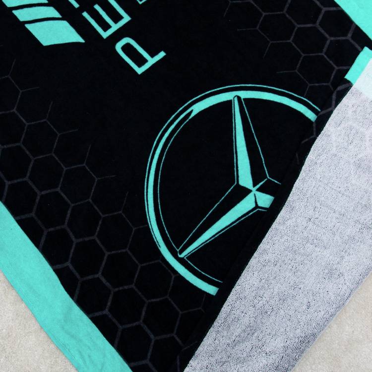 Mercedes AMG Petronas F1 beach towel black teal, UK version