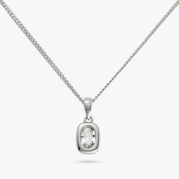 Revere cubic zirconia pendant necklace with oval stone 46cm - British product