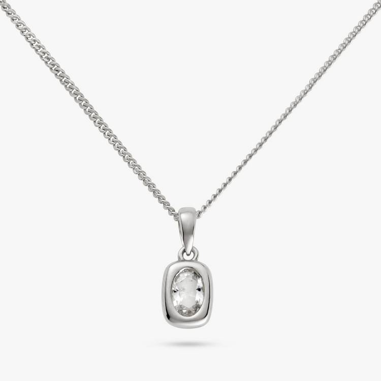 Revere cubic zirconia pendant necklace with oval stone 46cm - British product