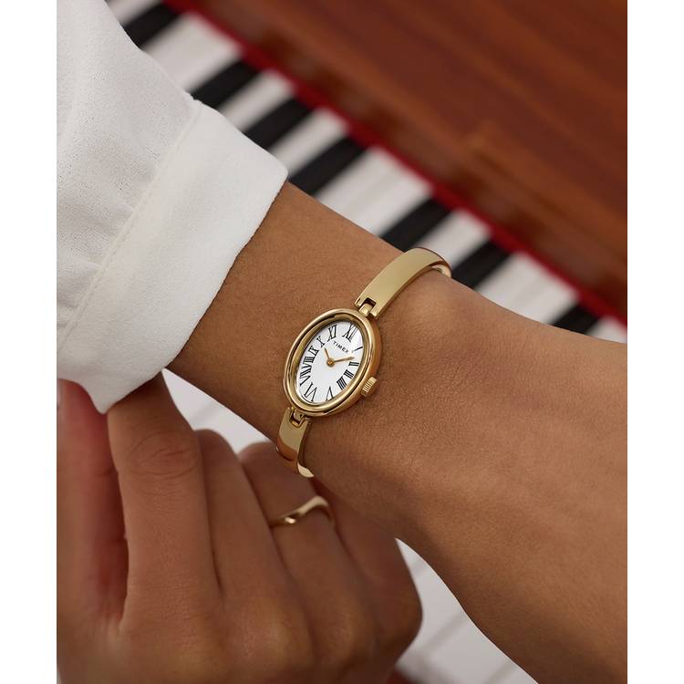 Timex Cavatina watch white dial stainless steel bangle, UK version