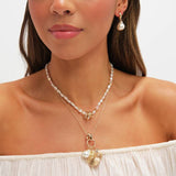 Lipsy gold plated multi row pearl necklace 16in - British product