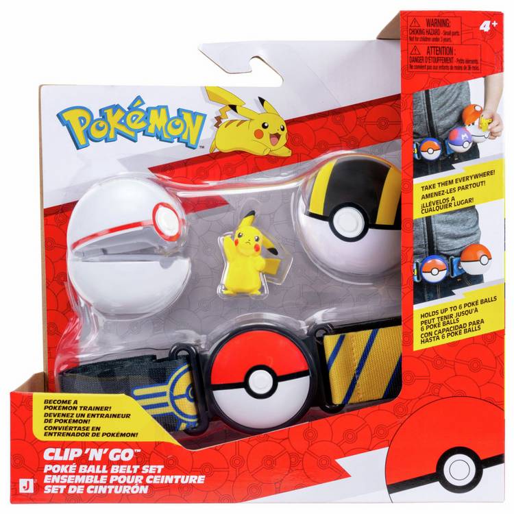 Pokémon Pikachu belt set with Poke Balls and figure, imported from the UK