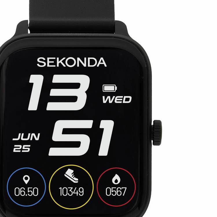 Sekonda Motion Go smartwatch black silicone strap, UK version