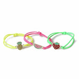 Flitzy Kids cord fruit charm bracelets set of three, imported from the UK