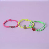 Flitzy Kids cord fruit charm bracelets set of three, imported from the UK