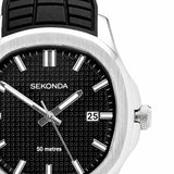 Sekonda Octaire men's watch black dial silicone strap, imported from the UK