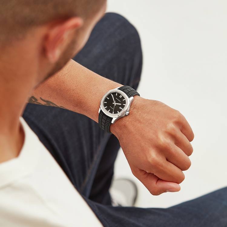 Sekonda Octaire men's watch black dial silicone strap, imported from the UK