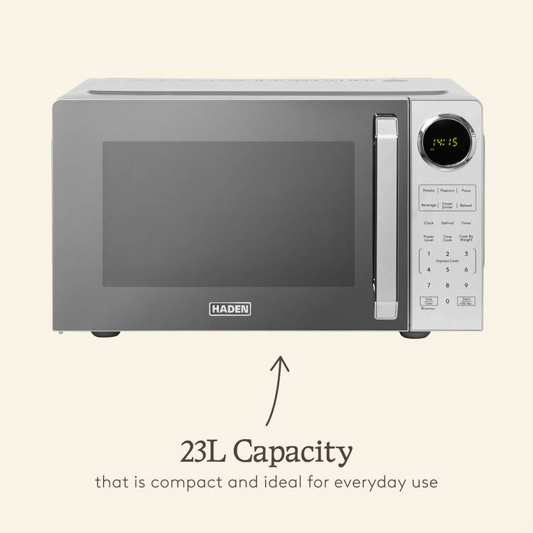 Haden 900W 23L standard microwave in silver (British brand)
