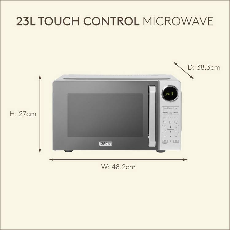 Haden 900W 23L standard microwave in silver (British brand)