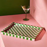 Argos Habitat Checkered Resin Pink & Green Coffee Table Tray, 40.5 x 30.5 x 2.5 cm- Buy online at McGrocer