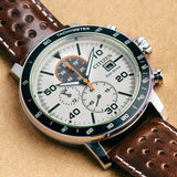 Citizen men's chronograph brown leather strap watch - British product