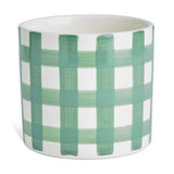 Argos Home green gingham ceramic planter 13.5cm, imported from the UK