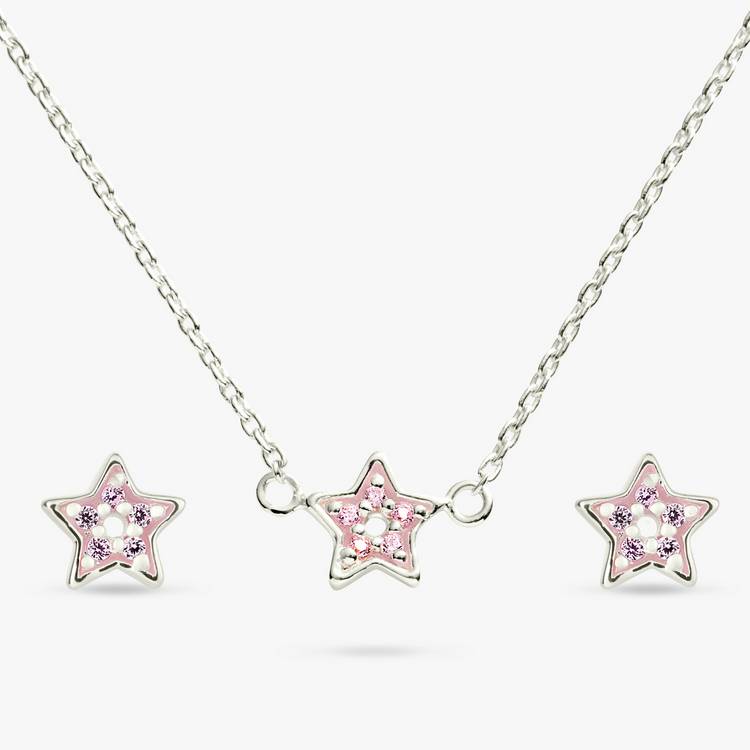 Revere star necklace set with pink cubic zirconia stones - British product