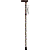 Aidapt folding walking stick patterned floral on black, UK version