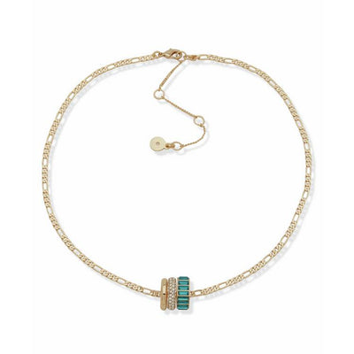 Argos DKNY Gold Tone Pave Teal Baguette Pendant Necklace 40cm- Buy online at McGrocer