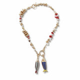 Revere fish charm beaded chain necklace 45cm, imported from the UK