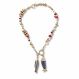 Revere fish charm beaded chain necklace 45cm, imported from the UK