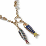 Revere fish charm beaded chain necklace 45cm, imported from the UK