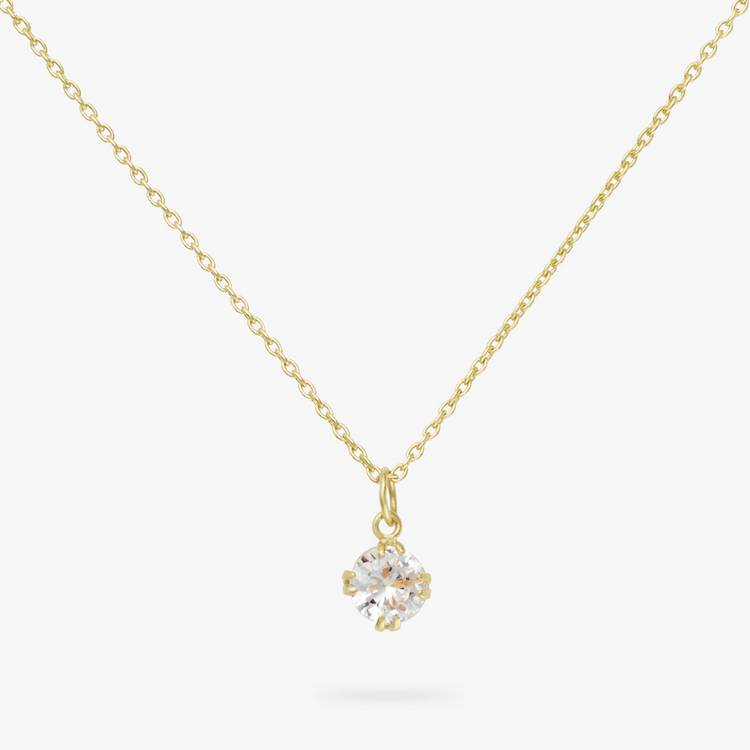 Revere gold plated solitaire pendant necklace cubic zirconia - British product