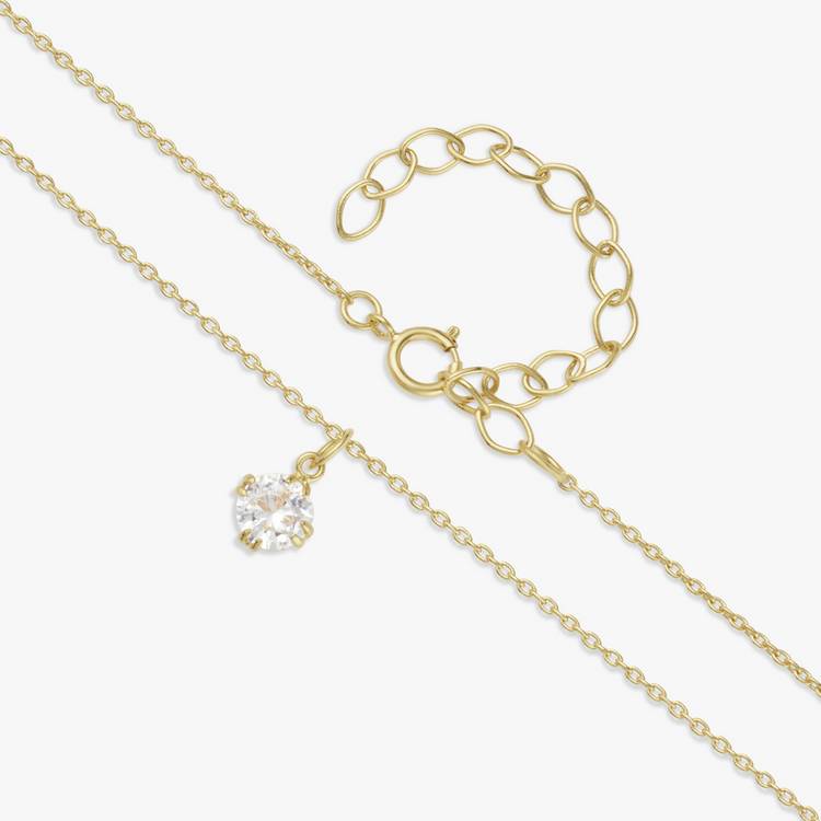 Revere gold plated solitaire pendant necklace cubic zirconia - British product