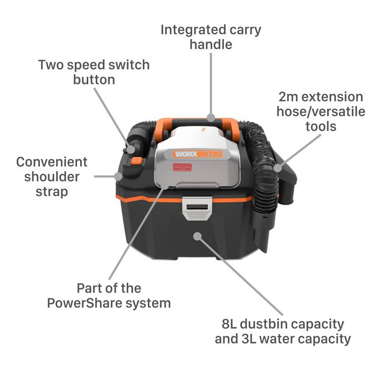Worx 8L wet dry vacuum cleaner - British product