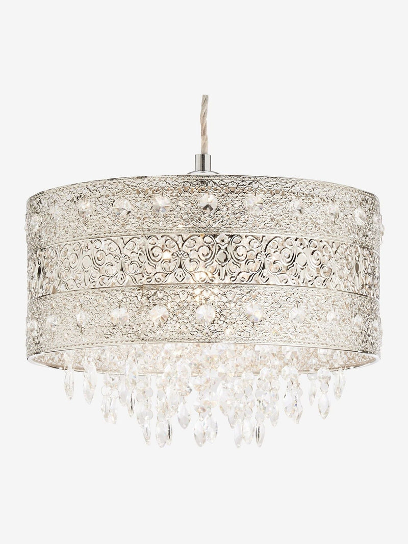 Chrome Maya easy fit pendant lamp shade, imported from the UK