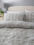 Silver Grey Seersucker Supersoft Textured Duvet Cover and Pillowcase Set