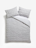 Silver grey seersucker duvet cover and pillowcase set (British brand)