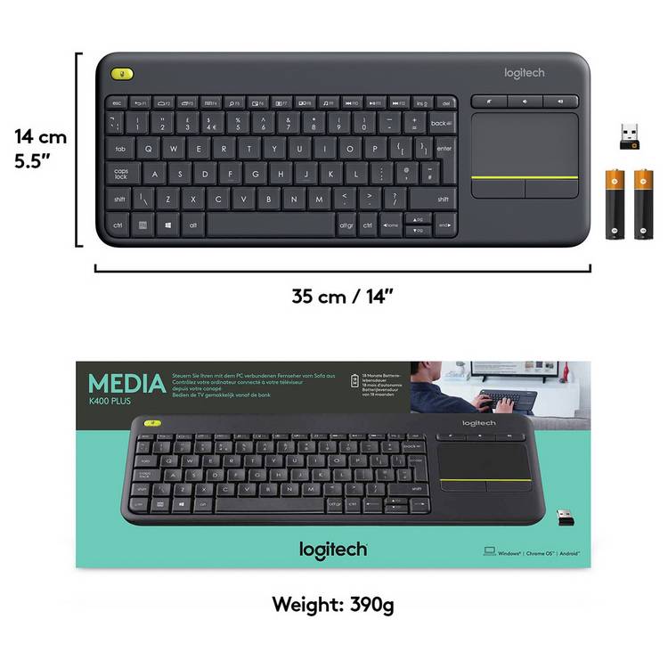 Logitech K400 Plus wireless keyboard (British brand)