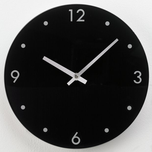 Argos Home round glass wall clock black 25cm, imported from the UK