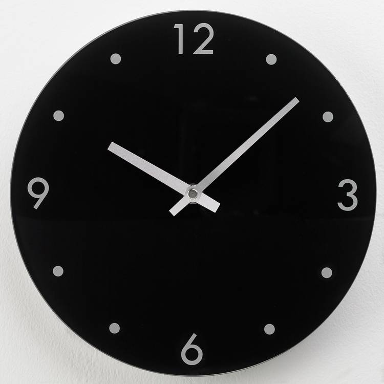 Argos Home round glass wall clock black 25cm, imported from the UK